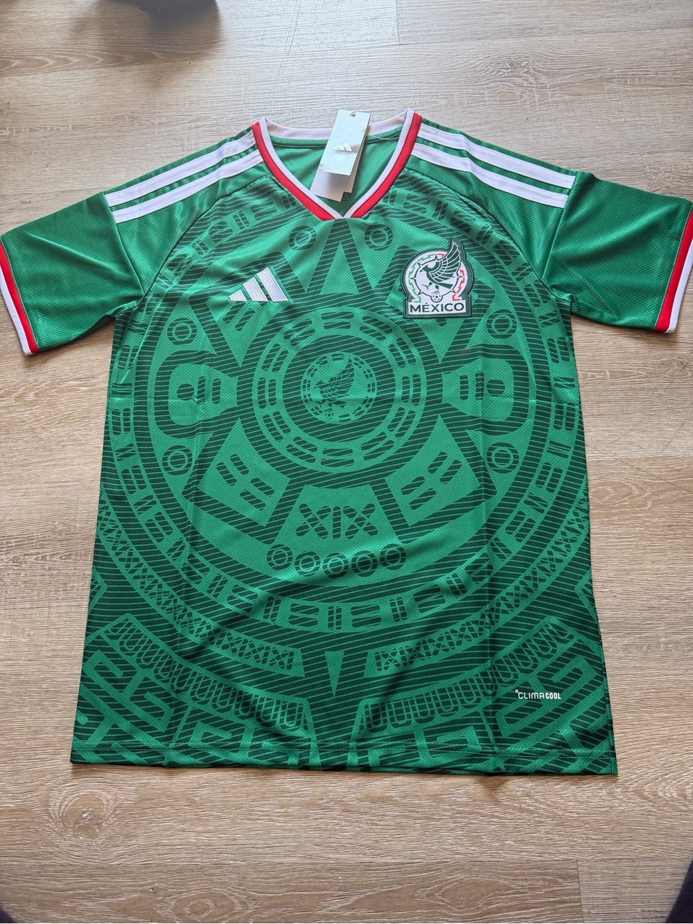 adidas Mexico Men's Green Soccer Jersey with Red & White Trim replica